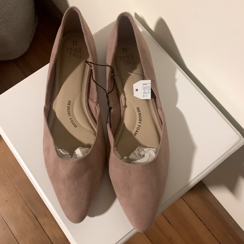 Blush Faux Suede Pointed Toe Flats